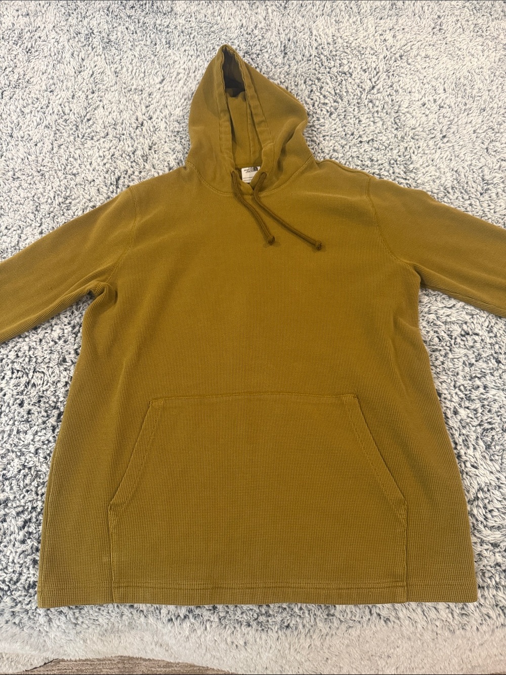 Northface Men's Hooded Waffle Knit Pullover in Olive